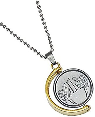 zebisco Unisex Gold Plated One Rupees Coin/Sikka Locket Pendant Necklace with Chain Gold-plated, Platinum, Sterling Silver, Titanium Crystal, Cubic Zirconia, Zircon Silver, Stainless Steel, Sterling Silver, Stone, Titanium, Zinc Locket
