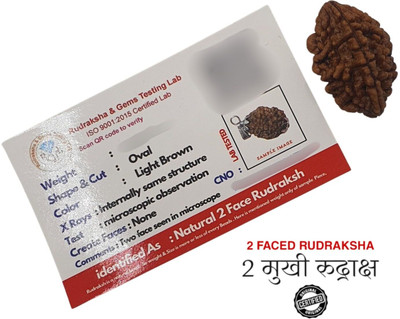 JagatguruShop Original 2 Mukhi Nepali Rudraksha two Face Rudraksh Metal Capped Beads Wood Locket