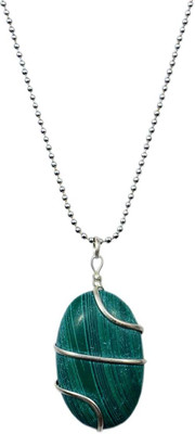 Takshila Gems Natural Malachite Pendant in wire Wrap with Chain 14 Grams Lab Certified Malachite Stone Locket