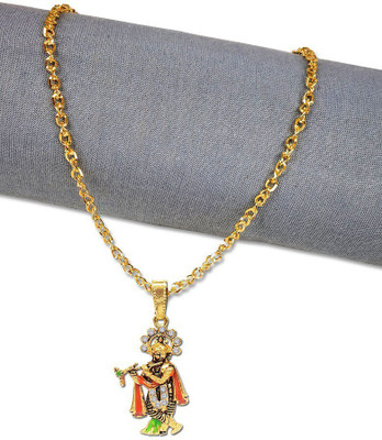 pompeo JAR0386-1 Nug Shri Kanha/Krishna With Flute Murli/Basuri Pendant Locket Necklace Gold-plated Stainless Steel Pendant