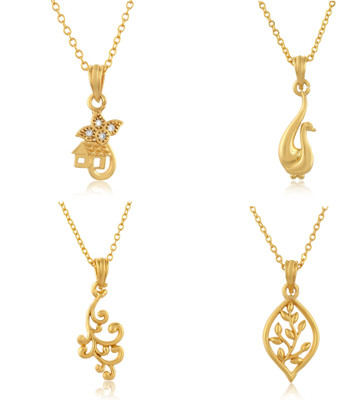 PYR Fashion Stylish Partywear Gold Locket Pendant Necklace Chain For Women Men Girl Boys Gold-plated Brass Pendant Set