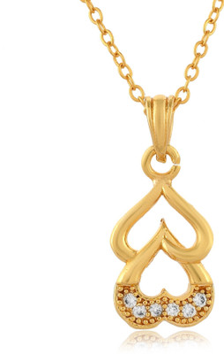 PYR JEWELS Party wear Heart Shape Locket with simple Chain for women & Girls Gold-plated Cubic Zirconia Alloy Pendant Set