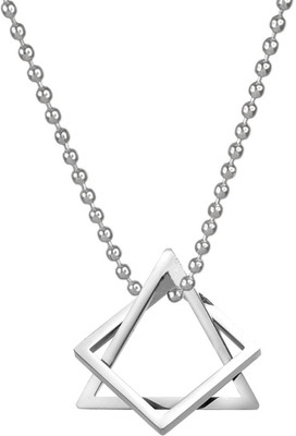 ruby collection Silver Geometric Interlocking Triangle Square Hip Hop Locket Pendant Ball Chain Silver Stainless Steel Pendant