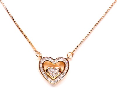 VSASA Vsasa’s STYLISH DELICATE ROSE GOLD PANDENT with Chain FOR GIRLS / WOMEN Gold-plated Metal, Crystal Pendant