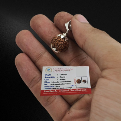 Fine Creation 7 Mukhi Rudraksha Seven Face Rudraksha Nepali With Metal Capping Silver Wood Locket