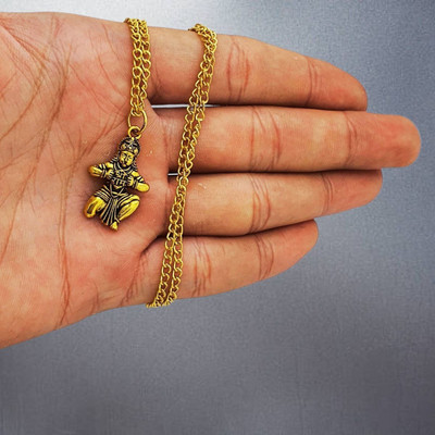 Haven gemsstone Shree ram Jaap HanumanJi Religious God Pendant with Mala for Men & W en Gold-plated Brass, Alloy Locket