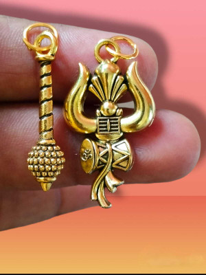 Vanishree World Lord Shiv Mahadev Trishul Locket & Hanuman ji Gada Locket Gold-plated Alloy Locket