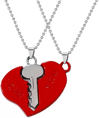 M Men Style Valentine Heart Best Friend Key Couples for Him and Her Zinc Pendant Set Sterling Silver Stainless Steel Pendant