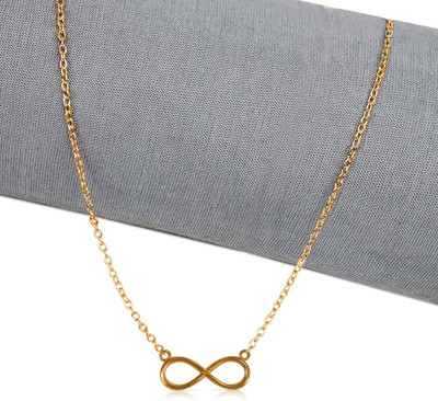 Airtick Golden Infinite/Infinity Charm Locket Pendant Necklace With Clavicle Chain Stainless Steel