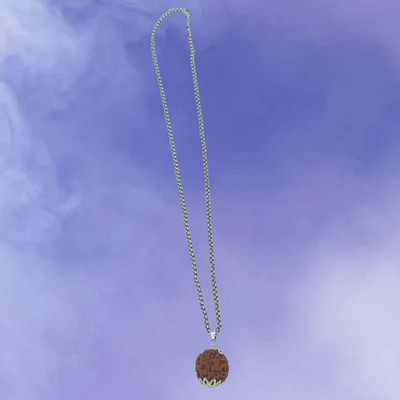 JangraBro 5 Mukhi Rudraksha Silver Beads Brass, Wood Locket Set