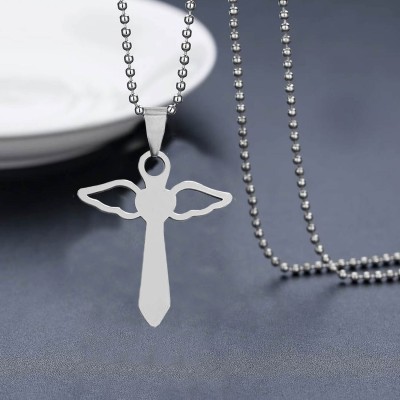 M Men Style Religious Lord Jesus Christ Cross Stainless Steel Pendant Necklace Sterling Silver Stainless Steel Pendant