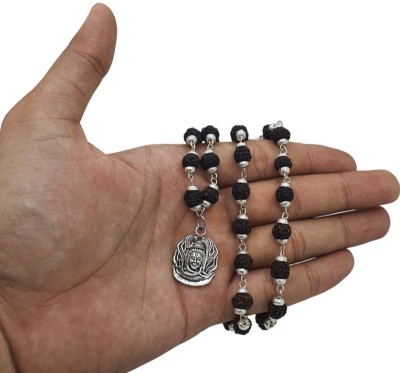 Radhika Collection shiv rudraksha mala with trishul and damroo Silver Beads Brass, Wood Pendant Set