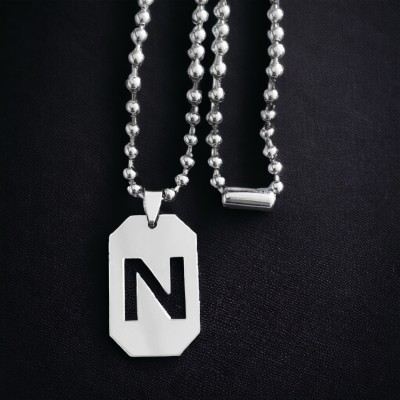 M Men Style Initial N Letter Necklace Personalized Letter Charm Pendant Jewelry Gift Sterling Silver Stainless Steel Pendant