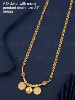 jignesh Thali set with chain pendent Chain for Womens Gold-plated Diamond Brass Pendant Set