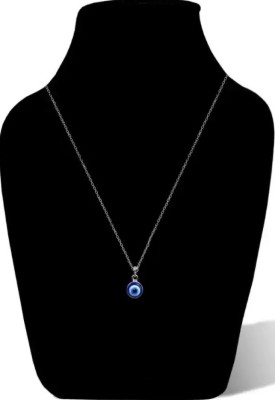 Ryffers Evil Eye Glass work Unisex Pendant Necklace for Women Stainless Steel Pendant Silver Crystal Pendant