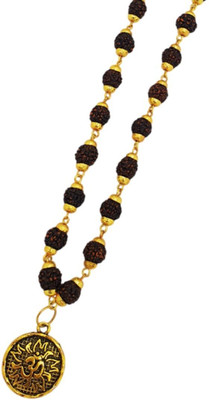 A1 yashvriddhi 5 Mukhi Rudraksha Mala Silver-plated Gold-plated Beads Brass, Wood Locket Set