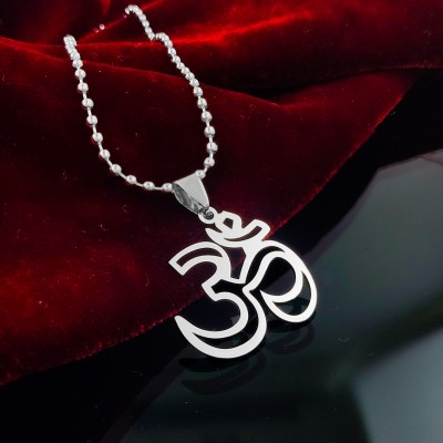 Gift Nest Om Pendant locket with Silver Chain Silver Stainless Steel Pendant