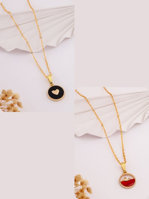 Dressberry Elegant Pack of 2 Necklace Chains – Must-Have Collection Gold-plated Brass Pendant Set