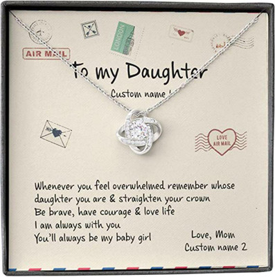 Rakva Daughter Gift From Mom Overwhelmed Straighten Crown Brave Courage Baby Girl Rhodium Zircon Sterling Silver Pendant Set