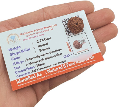 House Spiritual ENTERPRISE Original 8 Mukhi Rudraksha with Lab Certificate Pack of 1 Wood Pendant