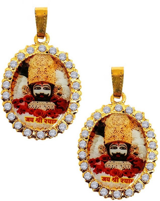 Teeragaj 2 Pc Metal Oval Nug Hindu God Lord Jai Shri Baba Khatu Shyam/Barbarika Ji Locket Gold-plated Alloy Locket