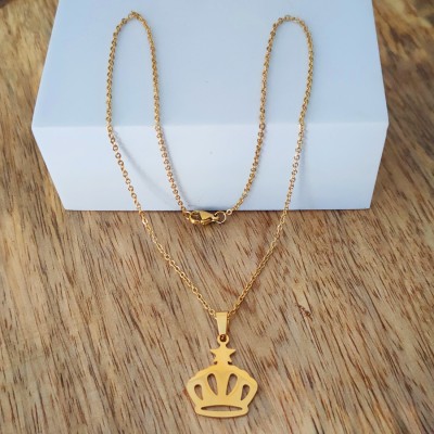 M Men Style Valentine Day Gift Crown Shape Gold Stainless Steel Pendant Necklace Gold-plated Stainless Steel Pendant