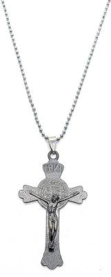 Dynamic Retail Global Jesus Cross Pendent Religious Jewellery Chain Necklace for Christmas Gift CW510 Sterling Silver Stainless Steel Pendant Set