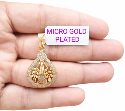 SAPNAPALACE Glistening Floral Drop shaped Designer Dimonds Gold Pendant Gold-plated Cubic Zirconia Brass Pendant