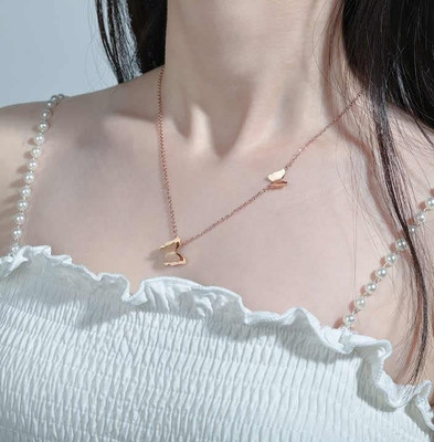 Airtick Valentine's Day Rose Gold I Love You Choker Locket Pendant Necklace Stainless Steel Pendant Set