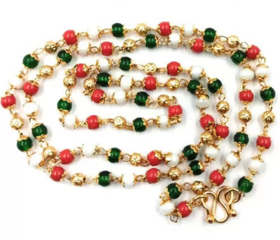 NANDANA COLLECTIONS Trending ONE GRAM GOLD CZ Multi Beads gold chain Alloy