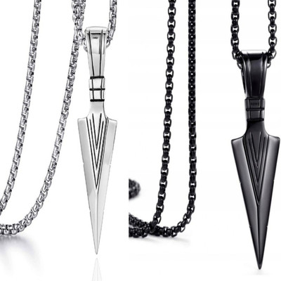 Animated F 133_JSE-aroww blck slvr Silver Stone Pendant Set