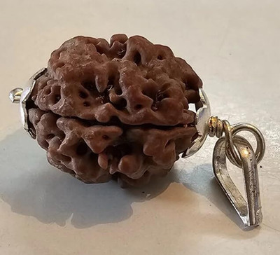 Beautum 3 Mukhi Rudraksha Certified Nepali | Rudraksha Pendant with Silver Cap(18) Wood Pendant