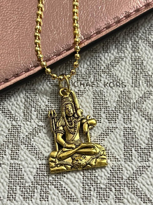 pompeo Golden Shiv Ji Locket With Golden Ball Chain For Boys and Girls Gold-plated Alloy Pendant Set