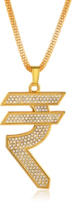 RN Gold Plated CZ Heavy Rupess Logo Design Necklace Jewellery Pendant Locket Gold-plated Cubic Zirconia Brass Pendant