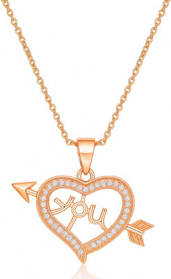 Nilu's Collection Rose Gold Plated Heart Shape Pendant for Women and Girls Copper Pendant