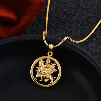 PYR JEWELS maa locket for boys ::maa locket gold ::maa locket for men ::durga maa locket Gold-plated Brass Pendant Set