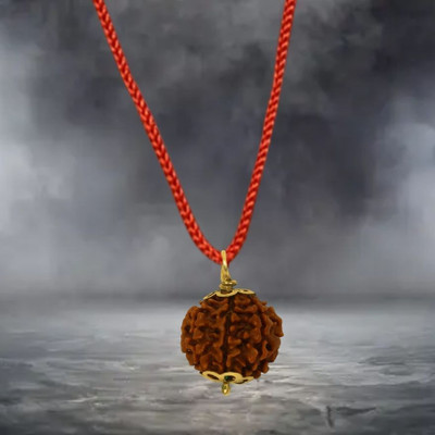Fine Creation Purest 7 Mukhi Rudraksha with Pendant from Nepali Original Certified by Lab Gold-plated Brass Locket
