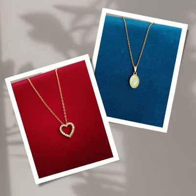 MANZIL Gold-plated Ruby Alloy Pendant Set