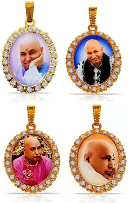 vs unique collections 4 Pcs Nug Shukrana Blessing's Always Jai Guru Ji Mix Design Photo/Swaroop Locket Gold-plated Metal Locket