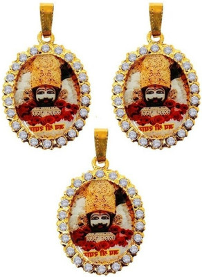 Animated F 647_RR 3 khatu shyam locket-dkgy Silver Stone Pendant Set