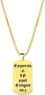The Men Gift Shri Hanuman Mantra Om Ain Hreen Hanumate Shri Ramdutai Namah Pendant Gold-plated Stainless Steel Pendant Set