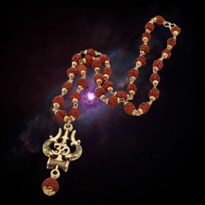 Kuttumb Gems & Jewels God Lord Shiva Mahadev Mahakaal Locket Pendant With Mala Gold-plated Brass Locket Set