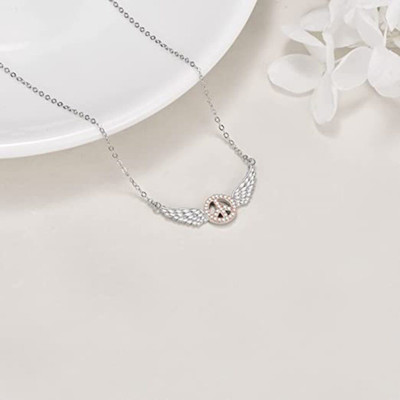 EPITOME 925 Sterling Silver Wings of Life Rose Gold Pendant for Girls & Women Rhodium Cubic Zirconia Sterling Silver Pendant