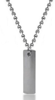 Kanak Jewels Vertical Bar Cuboid Silver Locket With Chain For Girls & Boys. Silver Alloy Locket Set