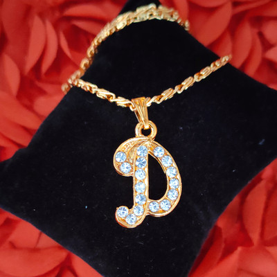 Shiv Jagdamba English Alphabet Initial Charms Letter Initial D Alphabet ShivPn2022310 Brass Brass, Crystal Pendant