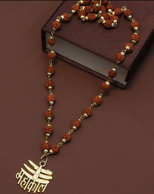 psight Rudraksh mahakal mala Gold-Plated Lord Shiva Locket Wood Pendant rudraksha Wood Pendant Set