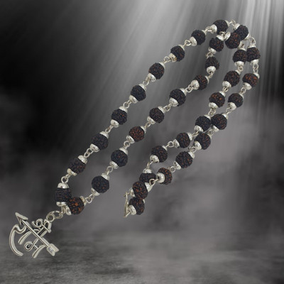 FLY PL STORE Most Demanded God Ram Dotted Locket Pendant With Mala Silver Beads Brass, Wood Pendant Set