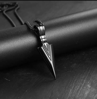 CKB JEWELS Men's Silver Necklace Triangle Arrow Head Pendant Mens Jewelry-Gift for Him Black Silver Stainless Steel Pendant