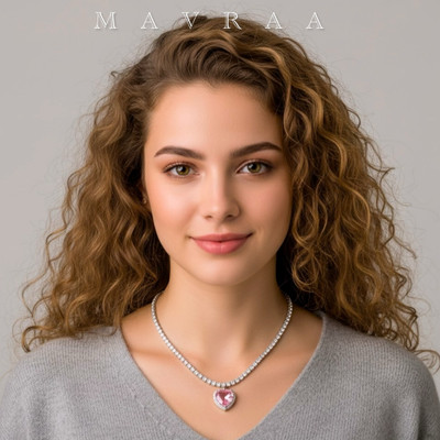 MAVRAA MAVRAA Pink Heart Crystal Tennis Necklace for Women & Girls Enamel Crystal Alloy Pendant