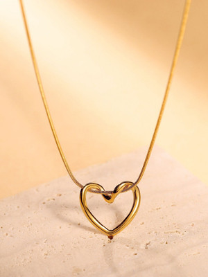 Growola Gold Heart Pendant Necklace for Women with Water Proof Gold-plated Pendant Gold-plated Stainless Steel Pendant Set